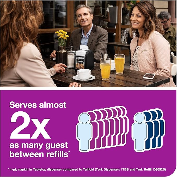 Tork Xpressnap Fit Tabletop Napkin Dispenser Black N14, Signature Range, One-at-a-time Dispensing, 6.7" x 4.4" x 5.6", 7232001