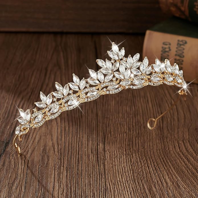 Crystal Tiaras & Crowns for Women, Bride Royal Queen Headband Princess Headpieces for Birthday Cake Crown & Prom Pageant Party