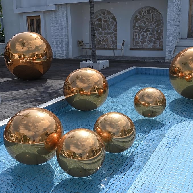 Yescom 20" Inflatable Mirror Ball Giant Reusable Hanging Large Disco Balloon Decoration for Party Wedding Event Concerts Stage Decor Gold