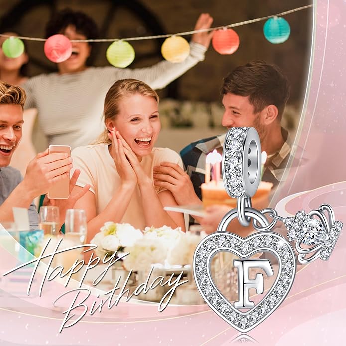 Letter Charms for Charms Bracelet: Silver Heart Alphabet Initial Dangle Charms Bead for Bracelets and Necklaces, Birthday Mother's Day Christmas Jewelry Gifts For Women