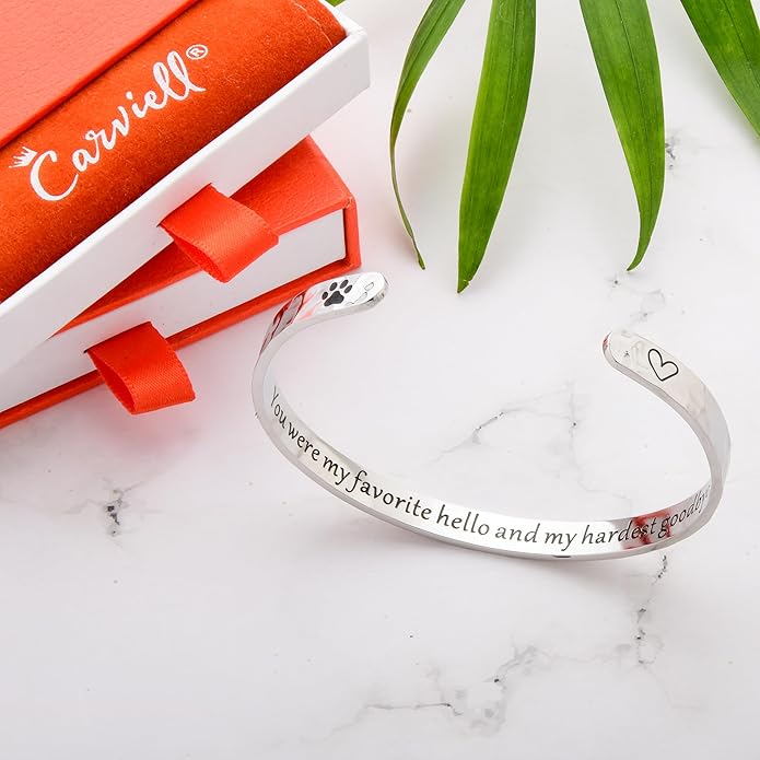Carviell Engraved Cuff Bracelets for Women – Inspirational, Friendship, Love, Mom, Daughter, Sister, Christian, Graduation, Memorial & Wedding Gifts – 80+ Phrases – Stainless Steel, Gift-Ready