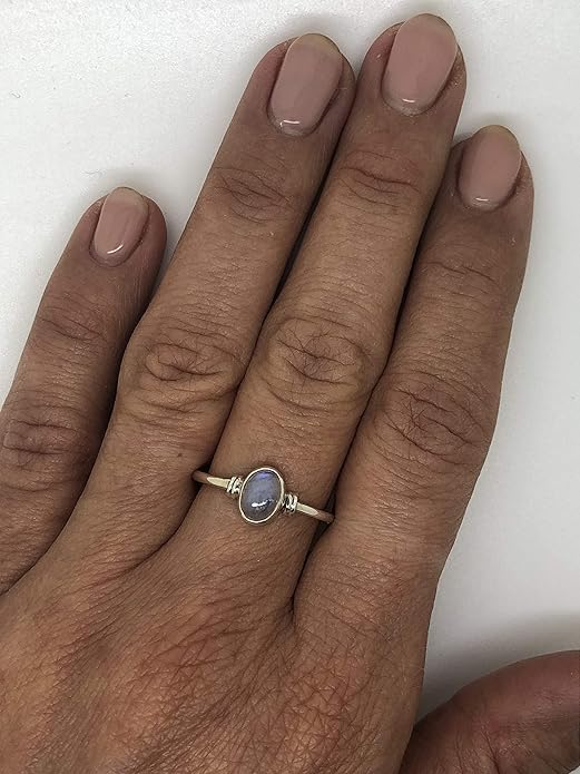Oval Labradorite 925 Sterling Silver Ring - Delicate BOHO Chic Jewelry - Fashionable and Stylish for Women with Velvet Gift Bag/Box - Made by Indian Artisans - Size 4-9