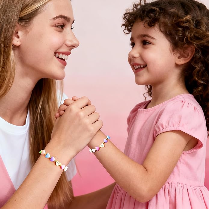 Valentines Day Gifts for Kids Women Girls, Initial Heart Bracelets for Teen Girls Young Women Bulk, Cute Preppy Letter A-Z Charm Bracelet, Personalized Happy 3-18 Year Old Birthday Gifts for Daughter, Lover, Sisters, Toddler