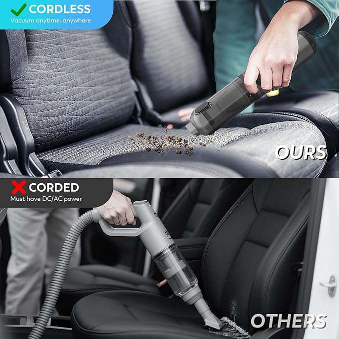 Cordless Car Vacuum Cleaner, 22000PA High Power Portable Handheld Car Vacuum & Air Duster, Mini Vacuum with LED Display, for Home, Office, Camping