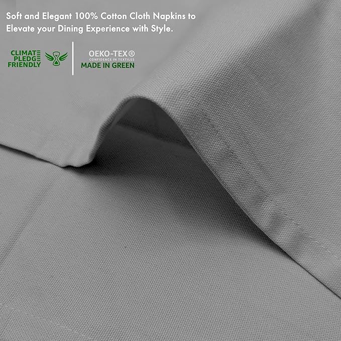 Ruvanti Premium Cloth Napkins Set of 12, 18x18 Inches, 100% Cotton, Washable, Soft & Absorbent, Perfect for Wedding, Christmas, ‎Thanksgiving Dinners - Wild Dove
