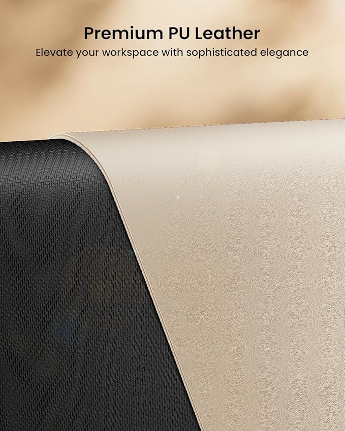 ProtoArc Leather Desk Mat, Large Mouse Pad- 31.5×15.8 inch, Non-Slip PU Leather Desk Pad Protector, Premium Desktop Mat for Computer, Keyboard and Mouse, Milk Tea