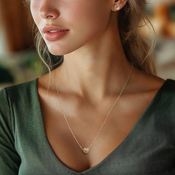 Ross-Simons Italian 14kt Yellow Gold Love Knot Jewelry Set: Necklace and Stud Earrings. 16 inches