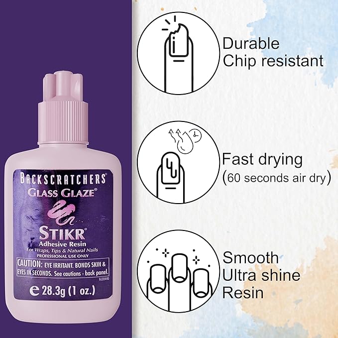 Backscratchers Glass Glaze Stikr Resin - Nail Wrap Adhesive for Tips, Extensions, and Charms