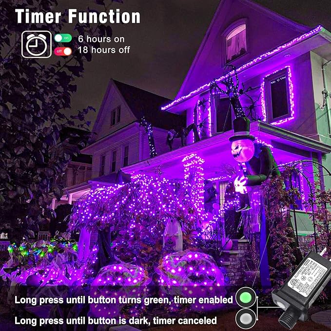 66FT 200 LED Christmas Lights Outdoor, Purple Christmas String Lights Waterproof 8 Modes, Connectable Christmas Decorations Lights Clear Wire for Indoor Home House Room Patio Garden Party