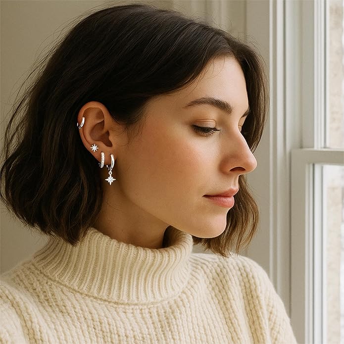Small Gold Huggie Hoop Earrings Set for Women Men Hypoallergenic 14K Plated Stack Cartilage Earrings, Multiple Piercing Lightweight Mini Thin Cute Dainty Trendy Jewelry Set Christmas Gifts for Women