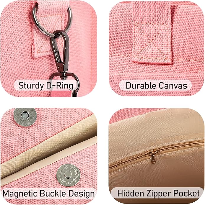 Canvas Tote Bag for Women, Large Laptop Travel Tote Handbag Totes with Crossbody Shoulder Teachers Reusable Grocery Bags