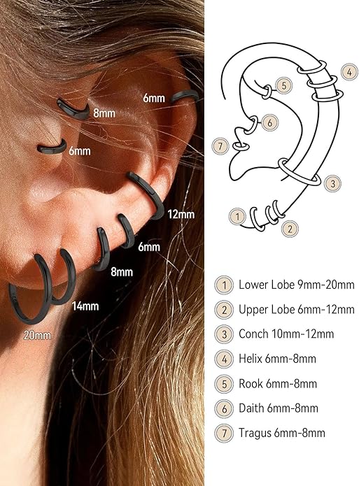 FaithHeart Sterling Silver Hoop Earrings for Women, Hypoallergenic Huggie Hoop Earrings Lightweight Small Cartilage Earrings Hoop Earring Dainty Everyday Earrings 6/8/10/12/14/15/16/18/20mm