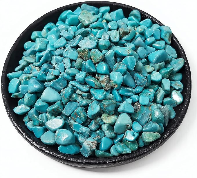 Polished Turquoise Crystal Chips 200 Pcs - 0.3" 10 oz Tumbled Stone Chips Crushed Sea Glass Stones Healing Reiki Crystal Jewelry Making Home Decoration
