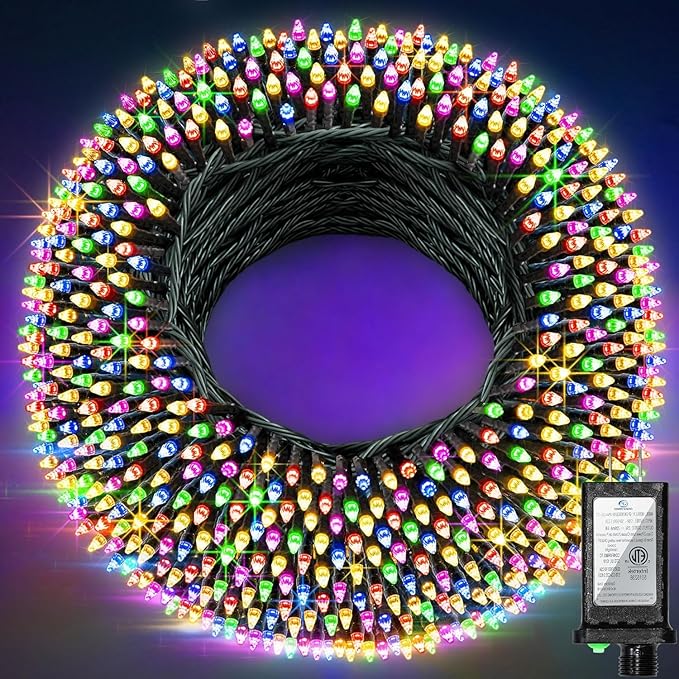 750 LED 240FT Christmas String Lights Outdoor, 12 Pro Modes and Timer Memory & Brightness, Plug in Waterproof Dark Green Wire Twinkle Light for for Xmas Yard Tree Wedding Party Decor (Multicolor)
