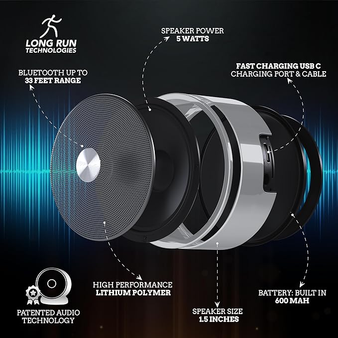 Dual Bluetooth Speakers - Built In Mic For Phone Calls - Multiple Pairing Bluetooth Speakers Set of 2 - Wireless Computer Speaker - TF SD Card Birthday Graduation Gift Idea For Boys Girls Silver