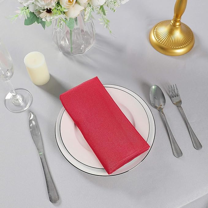 Cloth Napkins 20x20 inch Washable Polyester Dinner Napkins Soft Table Napkins for Wedding Party Dining Banquet(Red,50PCS)