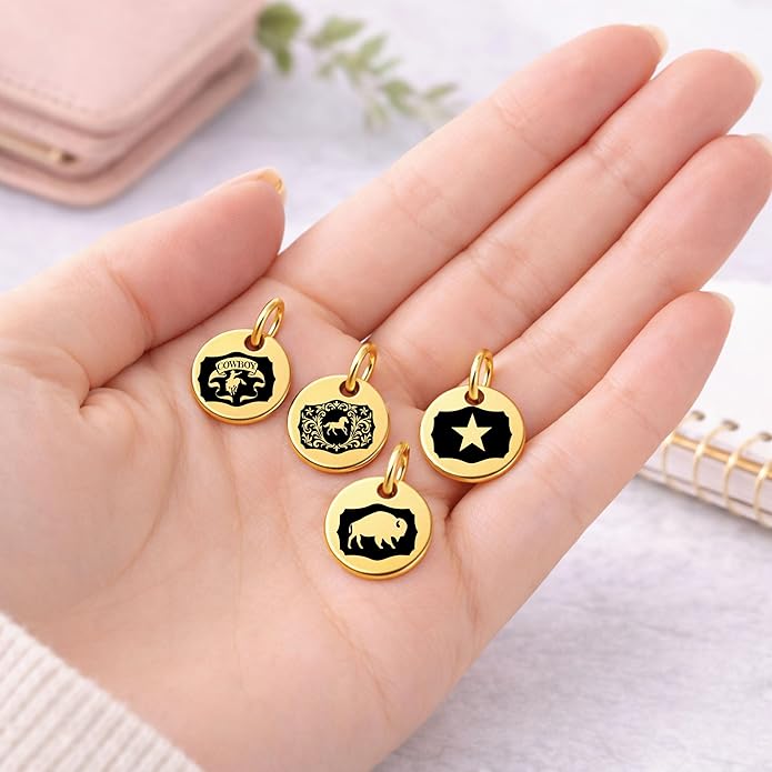 SM Design Western Charm Set of 4 – Stainless Steel Western Charms for Bracelets & Necklaces – Cowgirl, Ranch & Country Style Jewelry Charms – Western Gift for Women & Moms