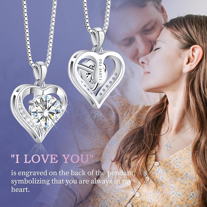 Gorgeous Moissanite Necklaces for Women - Valentine's Day Gifts for Wife Girlfriend, 925 Sterling Silver 1-3CT Moissanite Pendant Jewelry, Wedding Anniversary Birthday Christmas for Mom