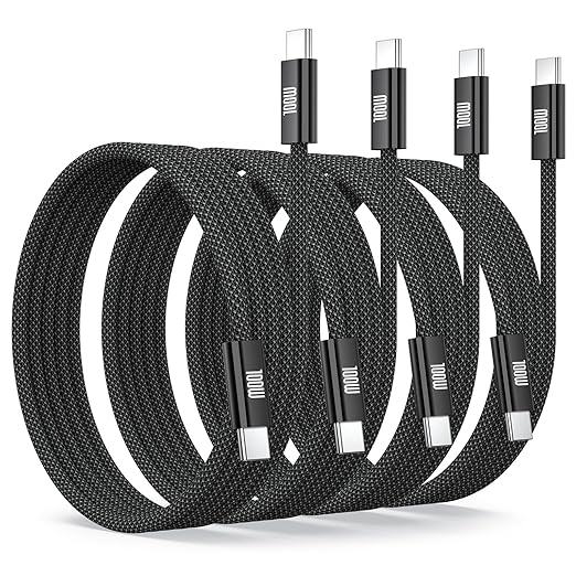 USB C to USB C Charging Cable, 100W Fast Charging [6.6ft, 4-Pack] Type C Charger Cord,Braided USBC Phone Charger Cable for iPhone 17 16 15 Pro Max/Samsung S25 S24/MacBook Pro/Air,iPad,Pixel,PS5,Switch