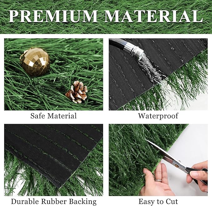 XLX TURF Green Thatch Grass Table Runner 13" x 144", Faux Lawn Table Centerpiece Decor for Tropical Summer Party, Wild One Birthday, Dining, Baby Shower, Wedding