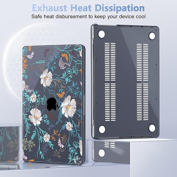 for MacBook Pro 16 inch Case 2021 2022 2023 2024 Release A3186 A3403 M4 A2991 M3 A2780 M2 A2485 M1 Pro/Max, Hard Shell Case with Screen Protector & Keyboard Cover, Rustic Flowers