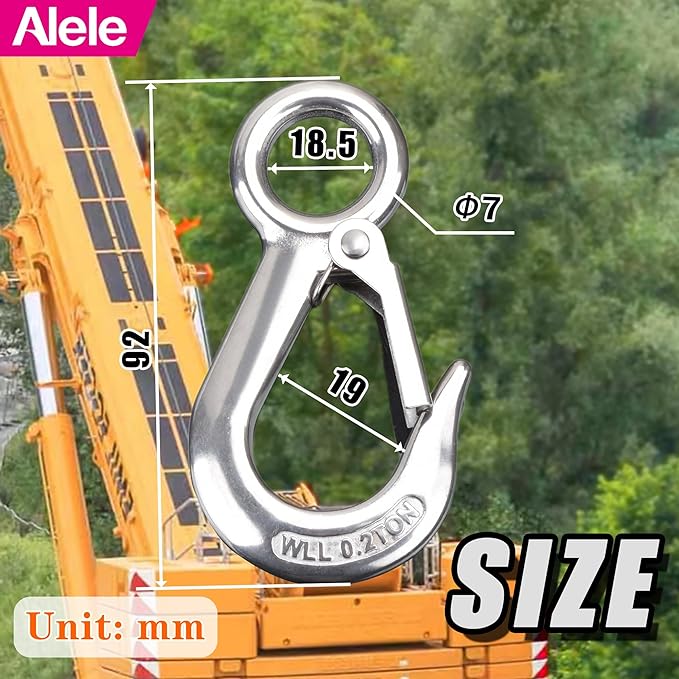 Alele 2Pack Grab Hooks, Slip Hooks,Stainless Steel Lifting Hook Rigging Accessory (Grab Hooks 200Kg 2p)