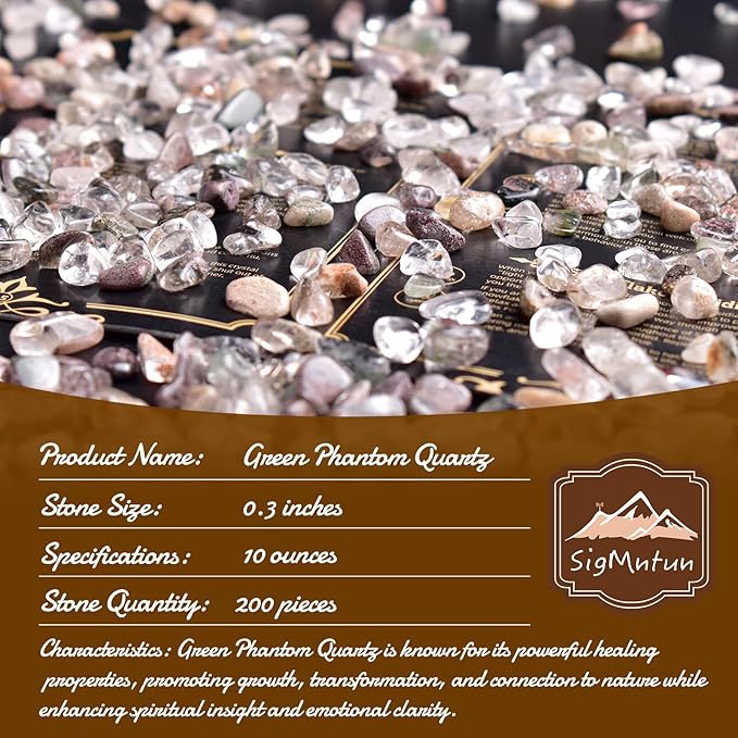 Polished Green Phantom Quartz Crystal Chips 200 Pcs - 0.3" 10 oz Tumbled Stone Chips Crushed Sea Glass Stones Healing Reiki Crystal Making Home Decoration