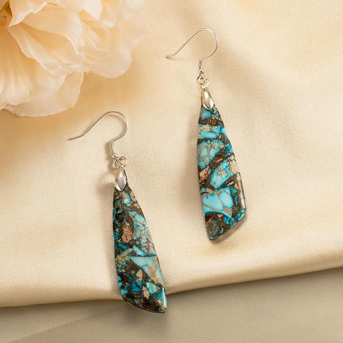 SELOVO Jasper Stone Earrings for Women Trendy Dangle Earrings Fishhook Drop Earrings