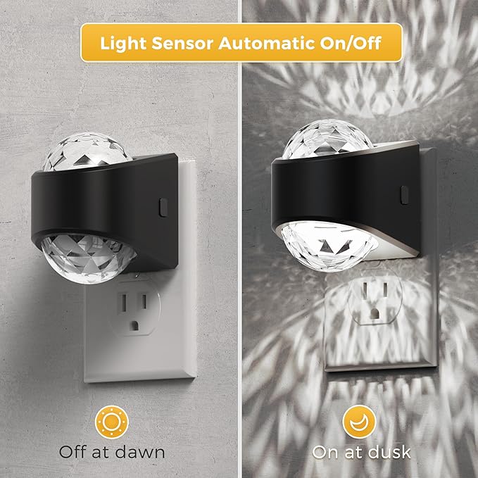 L LOHAS LED Night Lights Plug into Wall 2 Pack,Night Light for Kids with Dusk to Dawn Sensor,5000K Daylight White Projector Light for Kids Playroom Home Theater Party