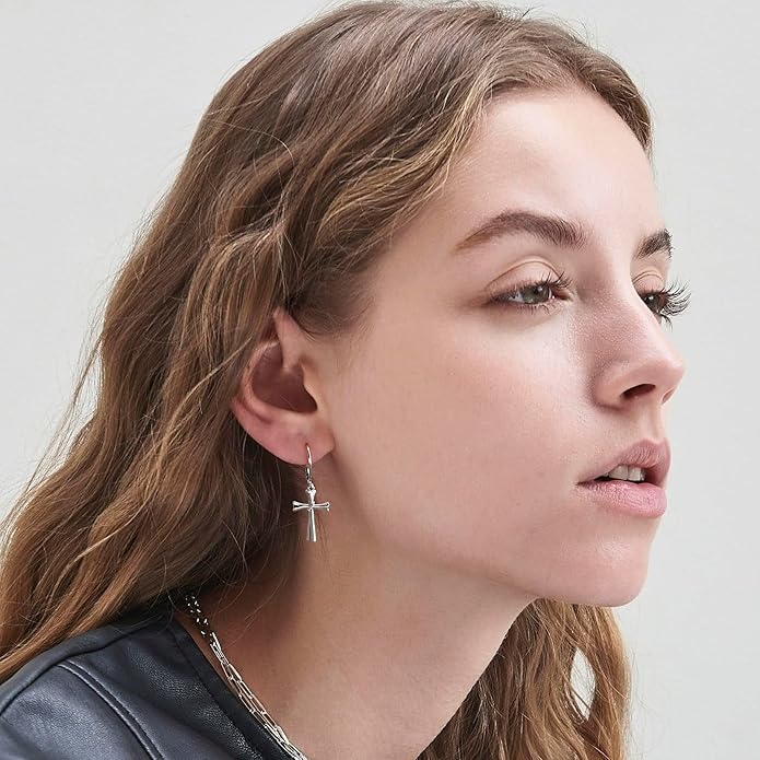 14K Gold Earring Cross Waterdrop Butterfly Heart Knot Earrings for Women Gold Silver Cross Leverback Drop Gold Silver Teardrop Hoop Dangle Earring White Gold Dangle Drop Earring