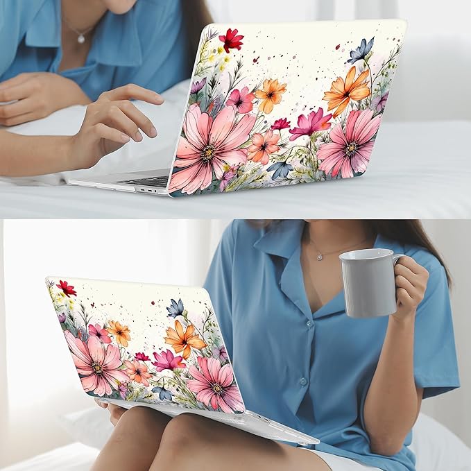 Mektron Designed Case for MacBook Pro 16 Inch A2141 Cover 2019 Release 16" with Liquid Retina Display/Touch ID, Plastic Hard Shell with Keyboard Skin & Screen Protector & Dust Plug, Colorful Floral