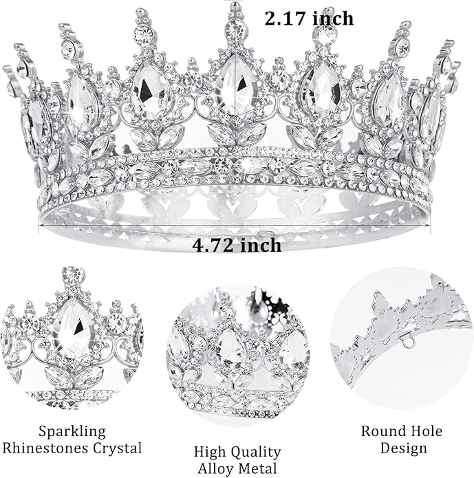 Gold Crown for Women Crystal Princess Tiaras Rhinestone Queen Headband Wedding Bridal Hair Accessories Birthday Prom Pageant Party Coming of Age Ceremony Photo Props