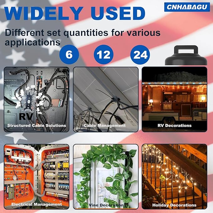 Magnet Zip Tie Mount Magnetic Zip Ties Mount Clips Base Holder Strong Multipurpose Wire Cable Holder Mount Wire Clips Management for Home Office Marine Electrical Wiring (6 Pcs, D19 Small)
