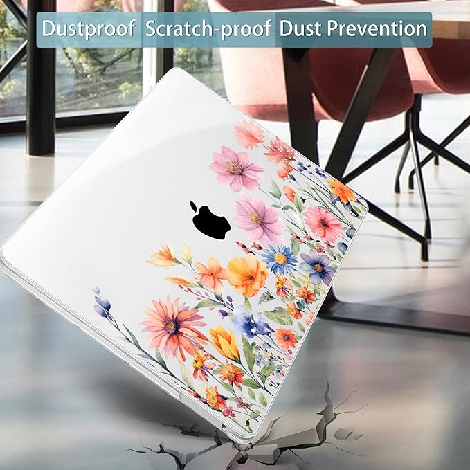 Mektron for MacBook Air 13 Case A1466/A1369 (2010-2017 Release), Snap-on Plastic Hard Shell Cover for MacBook Air 13.3 inch with Keyboard Cover, Floral P165
