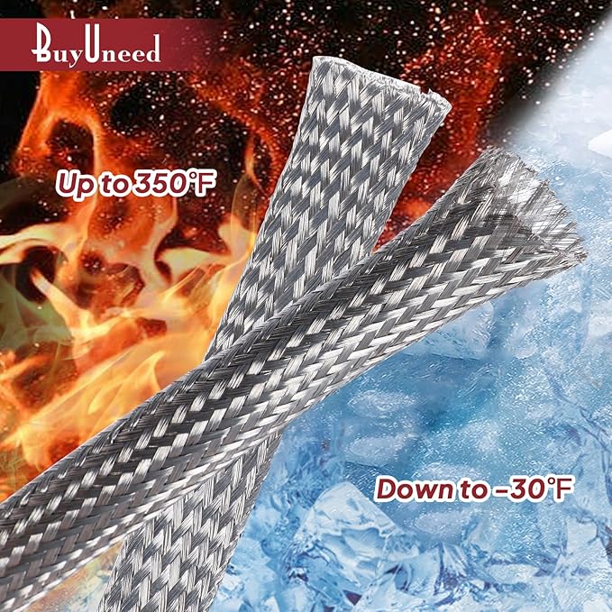 Tinned Copper Metal Braid Sleeving Wire Shielding Sleeve Braided Copper Ground Straps EMI/RFI Interference Expandable Flat Mesh Shielding Cable for Protect Wire (1/2inch-22ft)