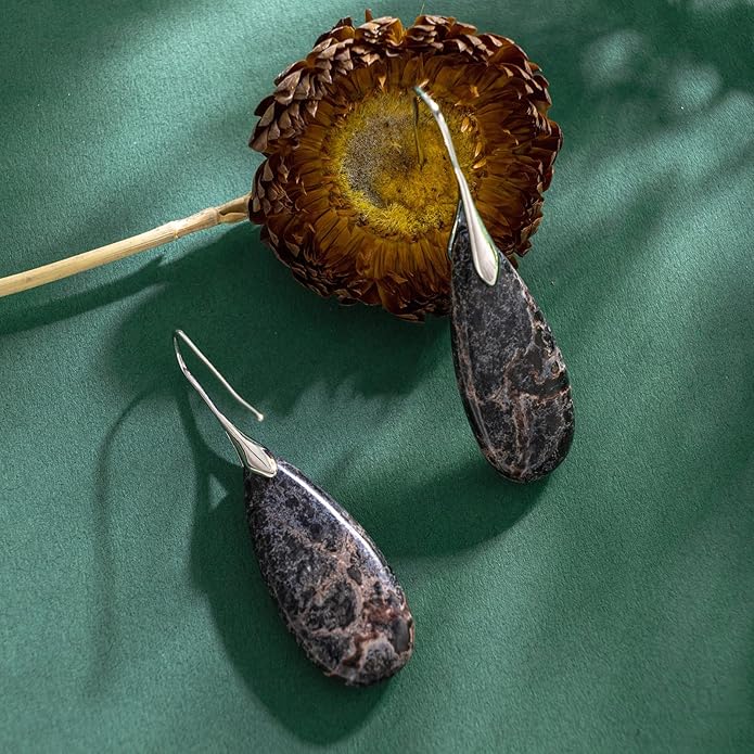 SELOVO Stone Fishhook Dangle Drop Earrings Statement Earrings for Women Stone