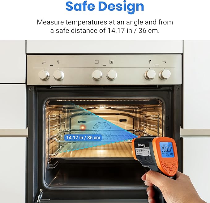 Etekcity Infrared Thermometer 1080, Heat Temperature Temp Gun for Cooking, Laser IR Surface Tool for Pizza Oven, Meat, Griddle, Grill, HVAC, Engine, Accessories, -58°F to 1130°F, Orange