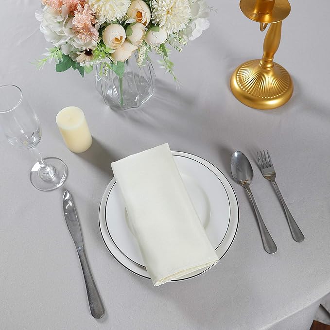 Cloth Napkins 20x20 inch Washable Polyester Dinner Napkins Soft Table Napkins for Wedding Party Dining Banquet(Ivory,50PCS)