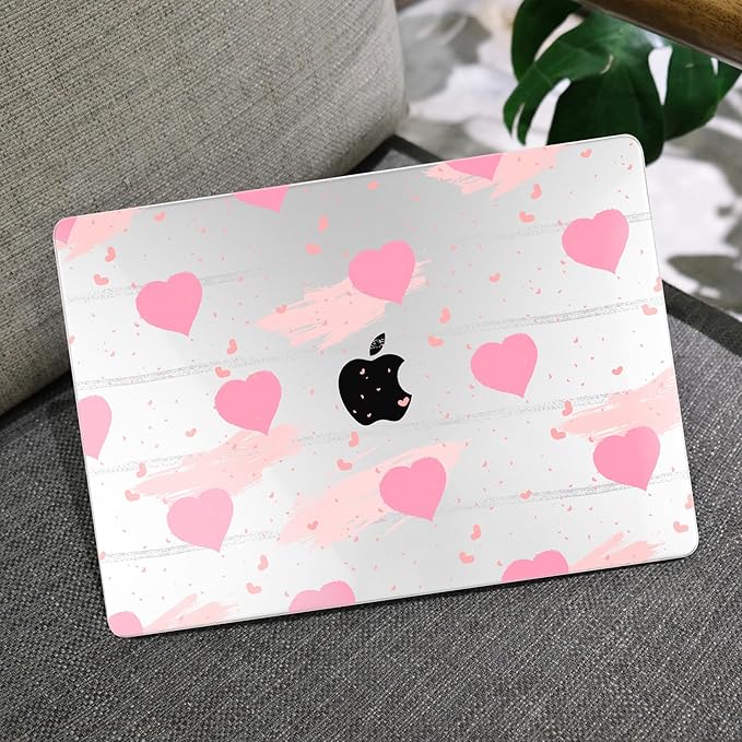 MEEgoodo Case for MacBook Pro 13 inch Case 2022 2021 2020 New A2338 M2/M1 A2251 A2289, Hard Shell with Keyboard & Camera Cover Compatible with 13 inch MacBook Pro, Watercolor Hearts & Grunge Elements