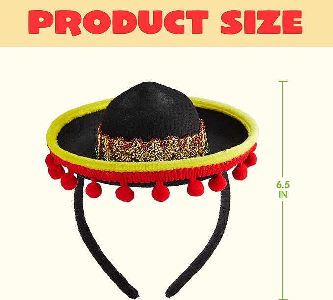 JOYIN 6 PCS Cinco De Mayo Fiesta Fabric Sombrero Headbands Party Costume for Fun Fiesta Hat Party Supplies, Luau Event Photo Props, Mexican Theme Decorations and Party Favors
