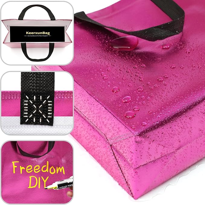 KeerxunBag 12Pcs Reusable Gift Bags（Includes Tissue Paper） Gift bag with handle Birthdays Parties Holidays Weddings Medium 13x5x11in Magenta gift Bags