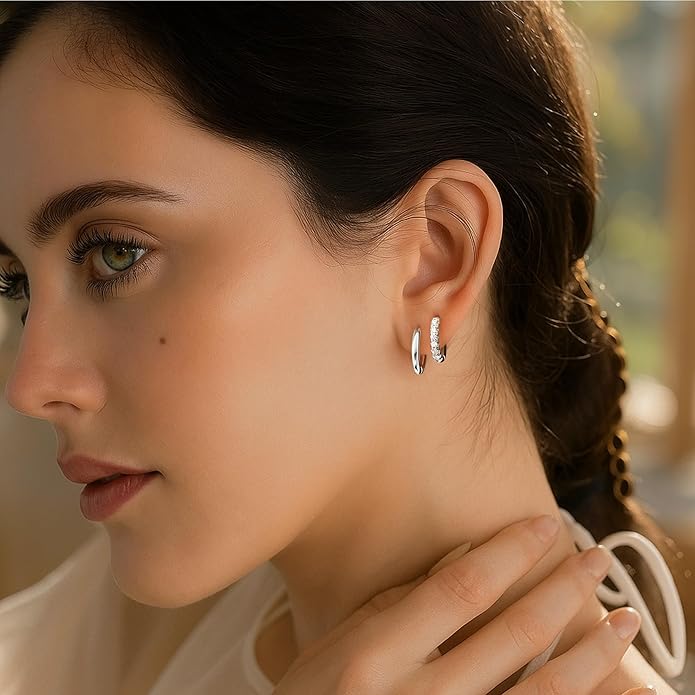 Small Gold Huggie Hoop Earrings Set for Women Men Hypoallergenic 14K Plated Stack Cartilage Earrings, Multiple Piercing Lightweight Mini Thin Cute Dainty Trendy Jewelry Set Christmas Gifts for Women