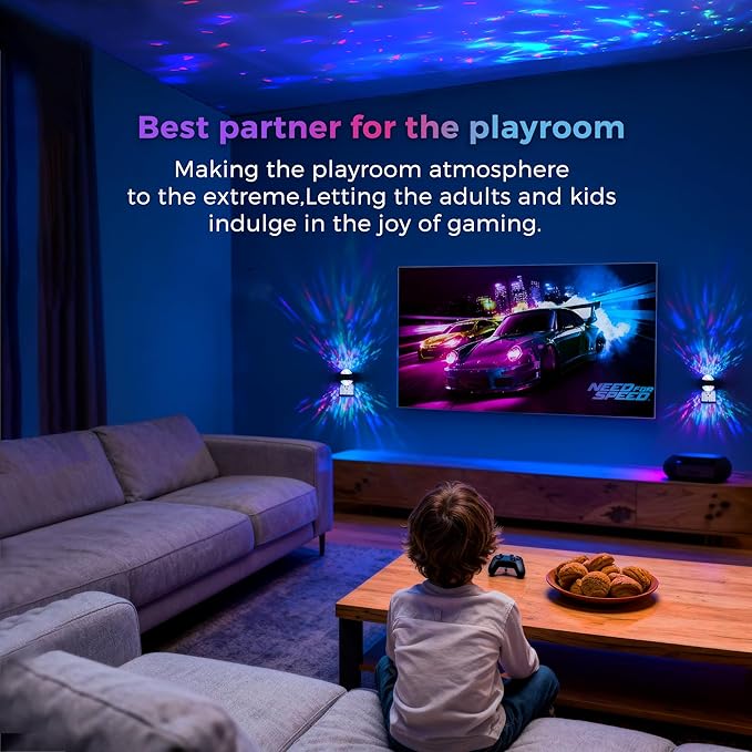 L LOHAS LED Projector Night Light,2 Pack Plug in Night Light with Light Sensor,Multi-Color Nightight for Kids Playroom Christmas Party Gift
