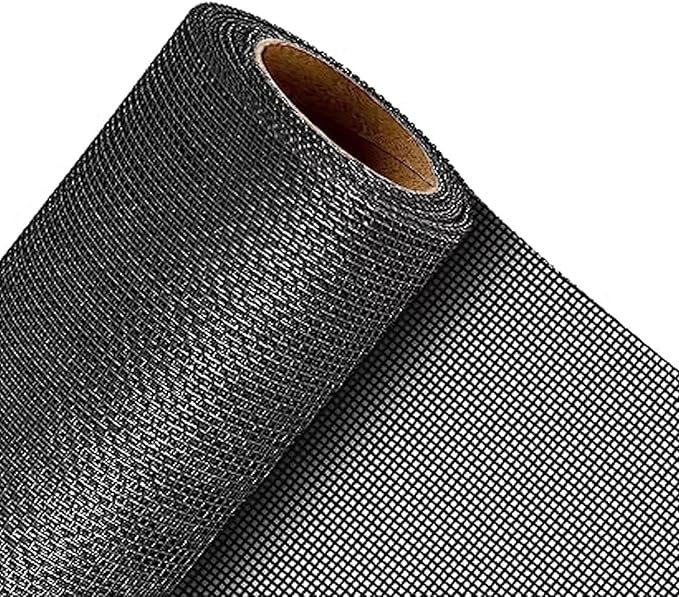 QWR Pet Proof Window Screen and Screen Door Replacement, 48"x 360" Upgraded Durable Thickened Vinyl Coated Wire-Like Mesh for Sliding Screen Door,Patio,Windows(Rolled Package)