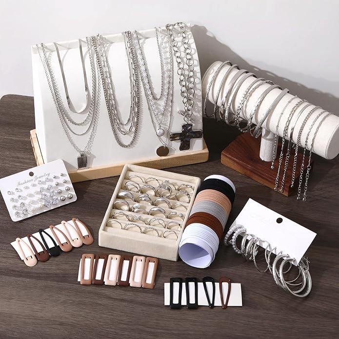 FANDY 137 Pieces Gold Jewelry Set for Women, 12 Necklace, 14 Bracelet, 21 Earrings, 24 Knuckle Rings, 66 Hair Accessory Gold Plated Jewelry Set for Women Gift