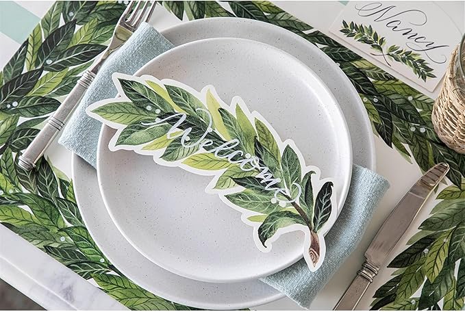 Hester & Cook Table Accent Place Cards - Dinner Name Cards for Table Setting Set of 12 - Made in USA (Laurel)
