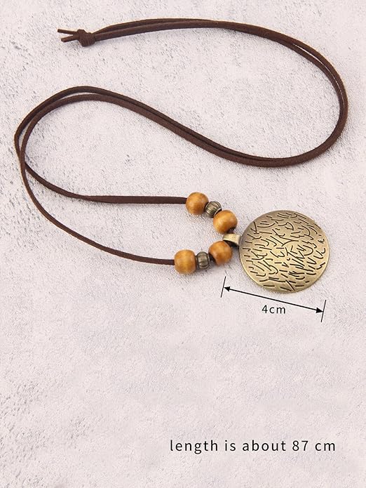 GelConnie Boho Necklaces for Women Vintage Silver Circles Long Pendant Necklace Cowgirl Sweater Necklace Adjustable Leather Choker Necklace for Women