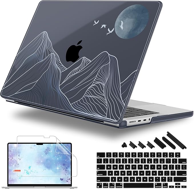 for MacBook Pro 16 inch Case 2021 2022 2023 2024 Release A3186 A3403 M4 A2991 M3 A2780 M2 A2485 M1 Pro/Max, Hard Shell Case with Screen Protector & Keyboard Cover, Abstract Mountain