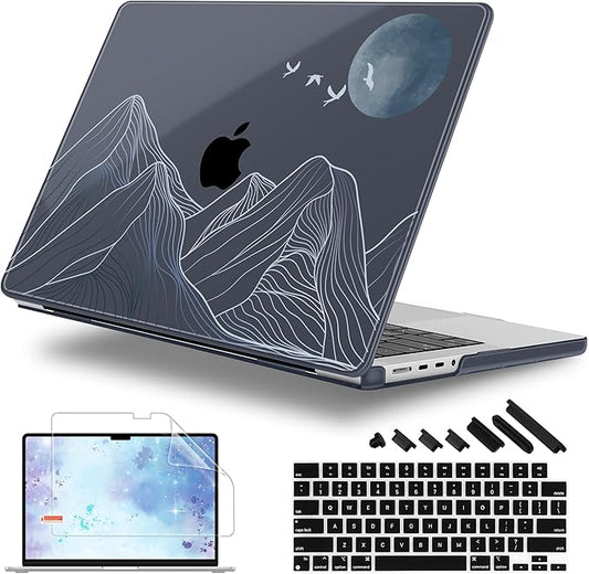 for MacBook Pro 16 inch Case 2021 2022 2023 2024 Release A3186 A3403 M4 A2991 M3 A2780 M2 A2485 M1 Pro/Max, Hard Shell Case with Screen Protector & Keyboard Cover, Abstract Mountain