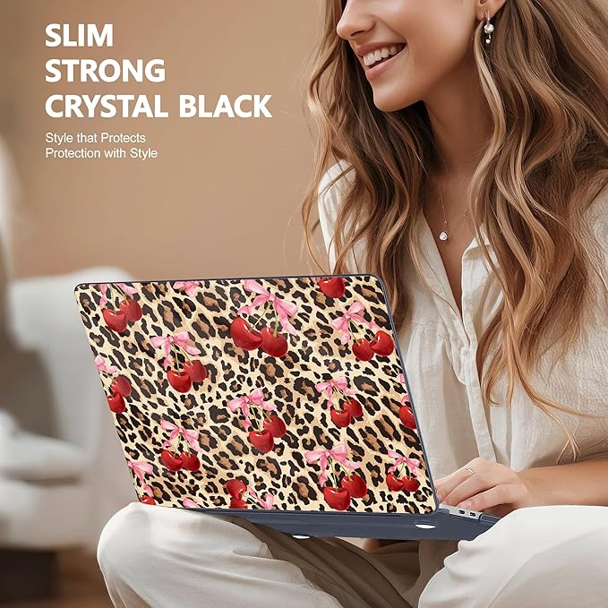 May Chen Case for MacBook Pro 13 inch M2 2023,2022,2021,2020 A2338 M1 A2251 A2289, Plastic Hard Shell Case for MacBook Pro 13" with Touch Bar Fits Touch ID, Cherry & Cheetah